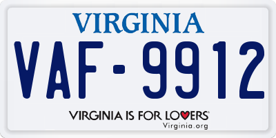 VA license plate VAF9912