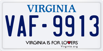 VA license plate VAF9913