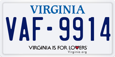 VA license plate VAF9914