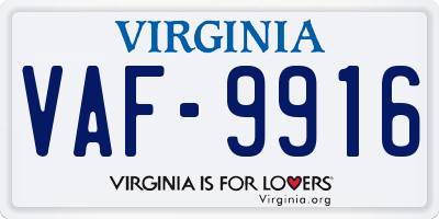 VA license plate VAF9916