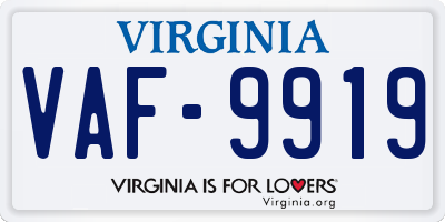 VA license plate VAF9919