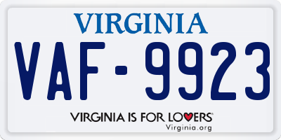 VA license plate VAF9923