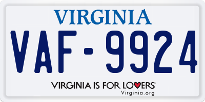 VA license plate VAF9924