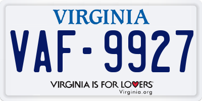 VA license plate VAF9927
