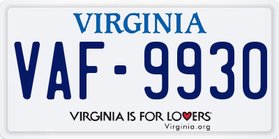 VA license plate VAF9930