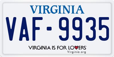 VA license plate VAF9935