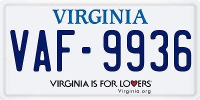 VA license plate VAF9936
