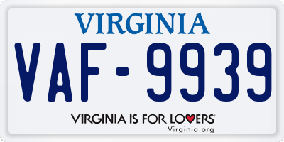 VA license plate VAF9939