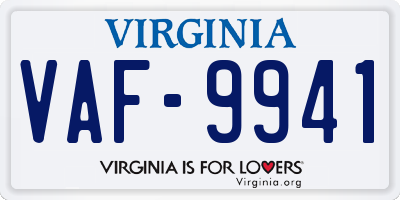 VA license plate VAF9941