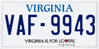 VA license plate VAF9943