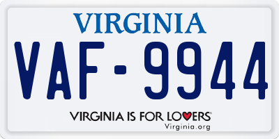 VA license plate VAF9944