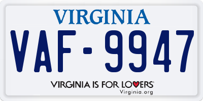 VA license plate VAF9947