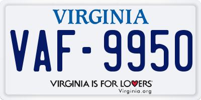 VA license plate VAF9950