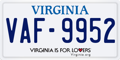 VA license plate VAF9952