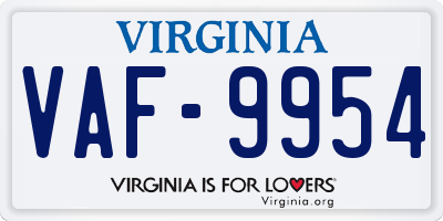 VA license plate VAF9954