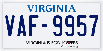 VA license plate VAF9957
