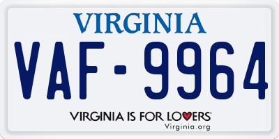 VA license plate VAF9964