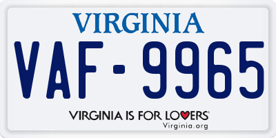 VA license plate VAF9965