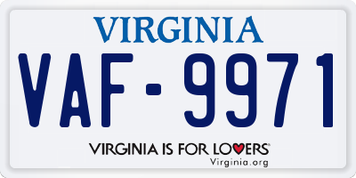 VA license plate VAF9971