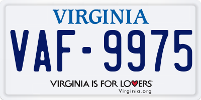 VA license plate VAF9975