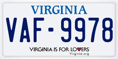 VA license plate VAF9978