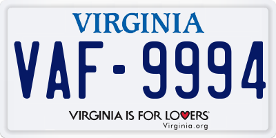 VA license plate VAF9994