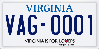 VA license plate VAG0001