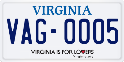 VA license plate VAG0005