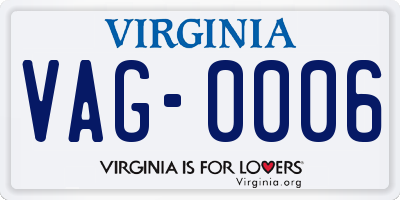 VA license plate VAG0006