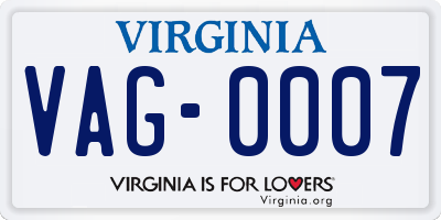 VA license plate VAG0007