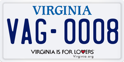 VA license plate VAG0008