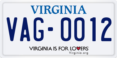 VA license plate VAG0012