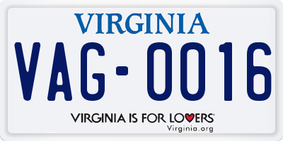 VA license plate VAG0016