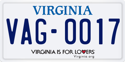 VA license plate VAG0017