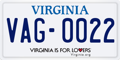 VA license plate VAG0022