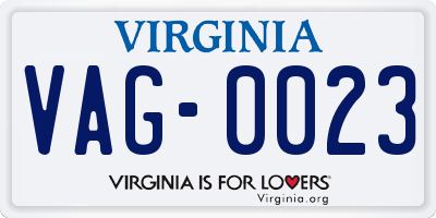 VA license plate VAG0023