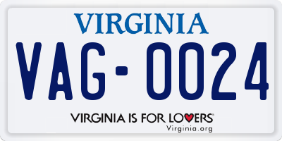 VA license plate VAG0024