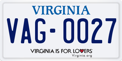 VA license plate VAG0027