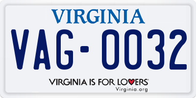 VA license plate VAG0032