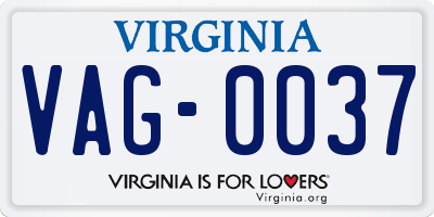 VA license plate VAG0037