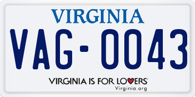 VA license plate VAG0043
