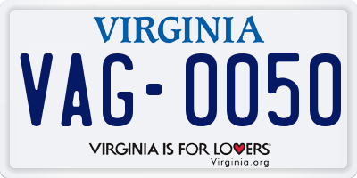 VA license plate VAG0050