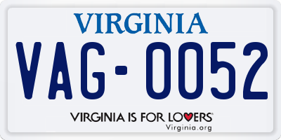 VA license plate VAG0052