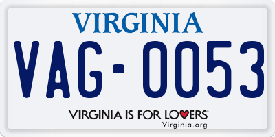 VA license plate VAG0053