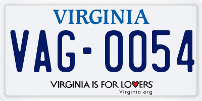 VA license plate VAG0054