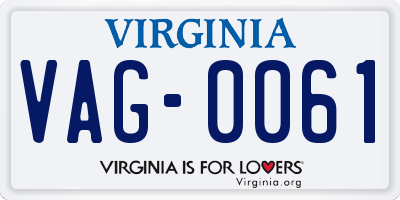 VA license plate VAG0061