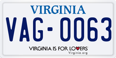 VA license plate VAG0063