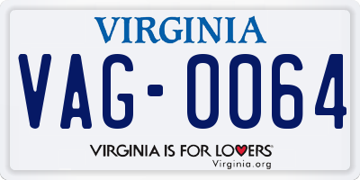VA license plate VAG0064
