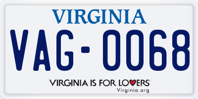 VA license plate VAG0068