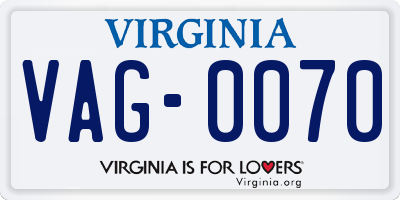 VA license plate VAG0070